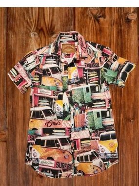 Red Camel Vintahe Surf Design Casual Button-Up Shirt